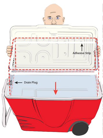 The All-In liner is a unique disposable protective liner that adheres to the inside of your cooler or ice chest. The All-In liner is distinctive.